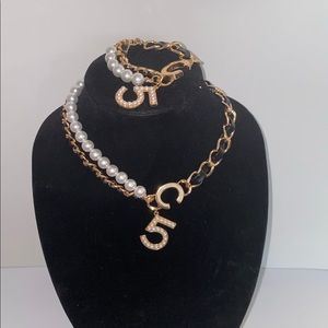 Pearl Cuban Link Charm Set